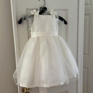 JOAN CALABRESE FOR MON CHERI GIRLS TEA LENGTH DRESS - IVORY